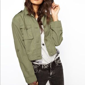cropped green military jacket
